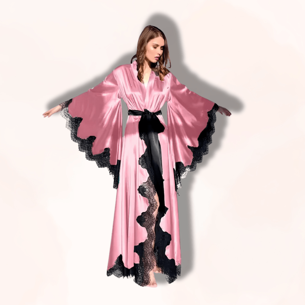 Robe Kimono Long Femme Satin Robe Kimono Longue En Satin Rouge
