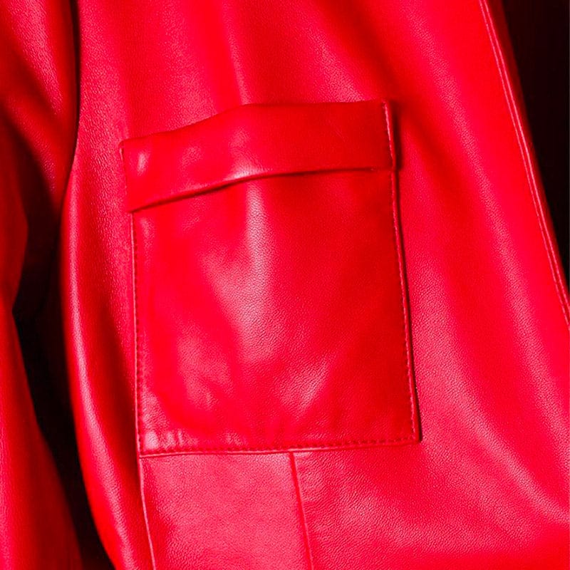 Manteau Kimono Rouge Similicuir