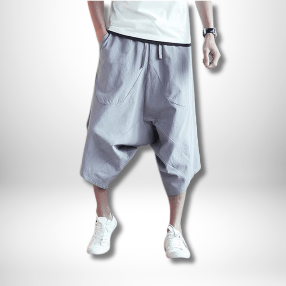 Pantalon japonais court Confort Gris clair / M