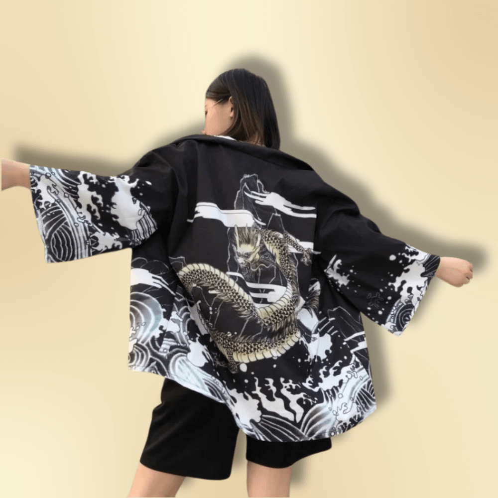 Veste kimono femme DragonWaves Noir / XXS