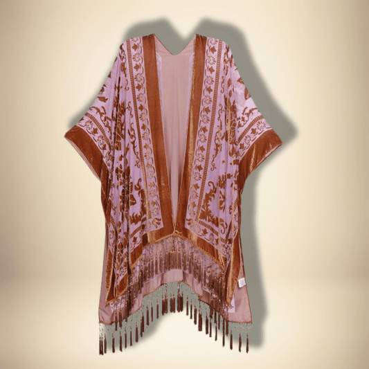 Kimono court coloré pour femme Violet/Orange / Taille Unique