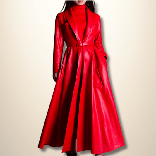 Manteau Kimono Rouge Similicuir