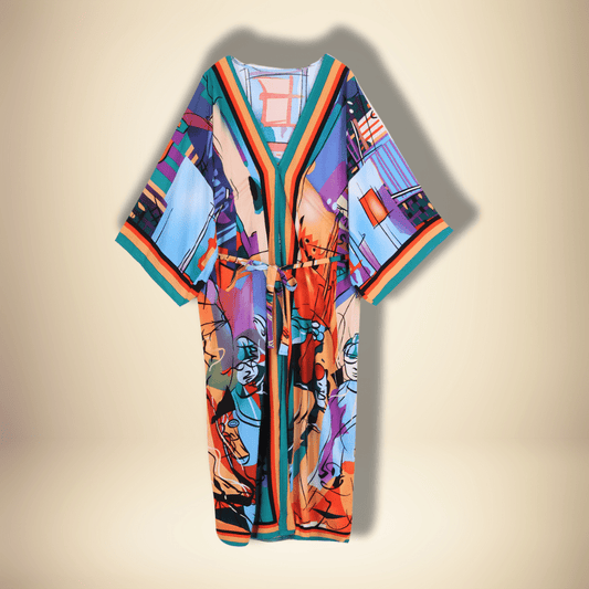 Robe Kimono mi longue Multicolor / Taille Unique